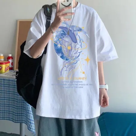 Overweight and plus-size Hong Kong-style short-sleeved T-shirt for men, summer Korean-style trendy loose and versatile five-quarter sleeve T-shirt top Overweight and plus-size Hong Kong-style short-sleeved T-shirt for men, summer Korean-style trendy loose and versatile five-quarter sleeve T-shirt top